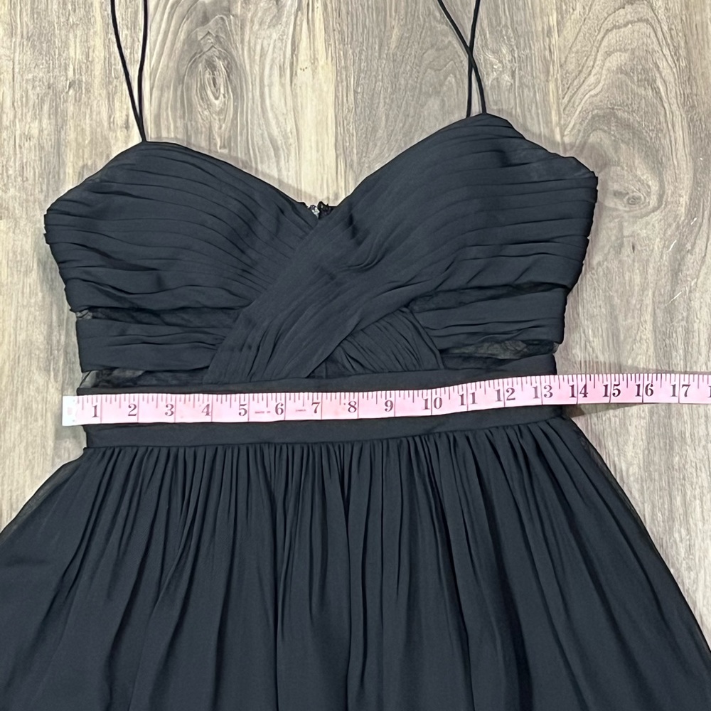 Hailey Logan Adrianna Papell Cocktail Black Mini Dress Spaghetti Straps Sz 11/12 - Picture 12 of 13